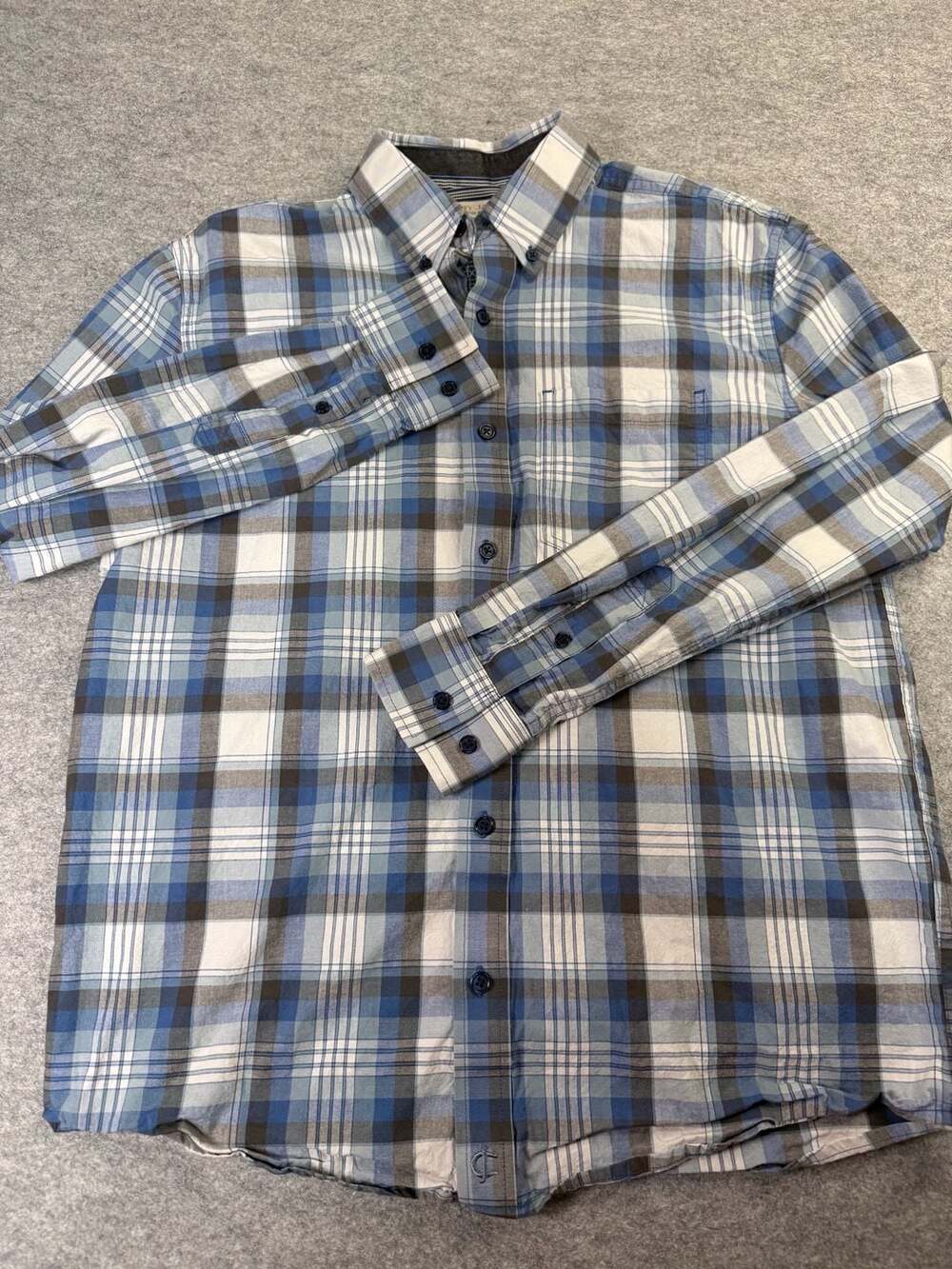 Cody James Plaid Button-Down Western Shirt Size S Blue